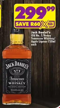 Shoprite Liquor Jack Daniel's Old No. 7/Honey Tennessee Whiskey/Apple Liqueur offer