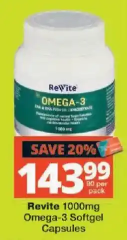 Checkers Revite 1000mg Omega-3 Softgel Capsules offer
