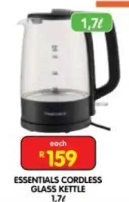 Shoprite Essentials Cordless Glass Kettle offer