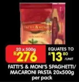 Shoprite FATTI'S & MONI'S SPAGHETTI/MACARONI PASTA offer