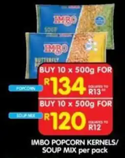 Shoprite IMBO POPCORN KERNELS/ SOUP MIX offer