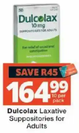 Checkers Dulcolax Laxative Suppositories for Adults offer