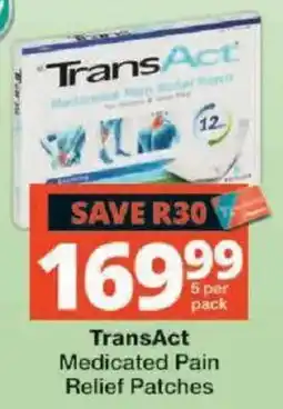 Checkers TransAct Medicated Pain Relief Patches offer