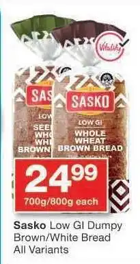 Checkers Sasko Low GI Dumpy Brown/White Bread offer