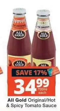 Checkers All Gold Original/Hot & Spicy Tomato Sauce offer