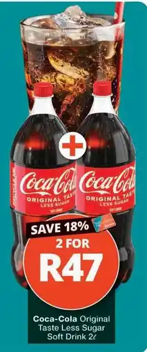Checkers Coca-Cola Original Taste Less Sugar Soft Drink 2L offer