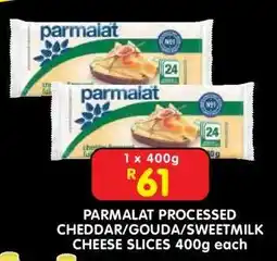 Shoprite PARMALAT PROCESSED CHEDDAR/GOUDA/SWEETMILK CHEESE SLICES 400g each offer