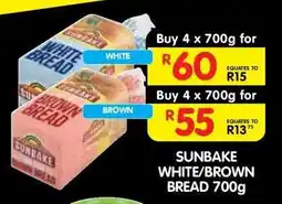 Shoprite SUNBAKE WHITE/BROWN BREAD 700g offer