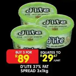 Shoprite D'LITE 37% FAT SPREAD 3x1kg offer