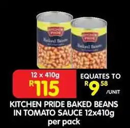 Shoprite KITCHEN PRIDE BAKED BEANS IN TOMATO SAUCE 12x410g offer