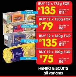 Shoprite HENRO BISCUITS all variants offer