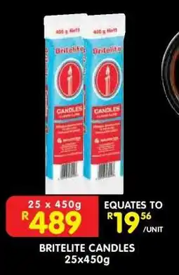Shoprite BRITELITE CANDLES 25x450g offer