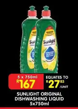 Shoprite SUNLIGHT ORIGINAL DISHWASHING LIQUID 5x750ml offer