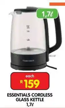 Shoprite ESSENTIALS CORDLESS GLASS KETTLE offer