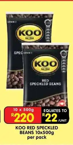 Shoprite KOO RED SPECKLED BEANS 10x500g per pack offer