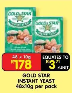 Shoprite GOLD STAR INSTANT YEAST 48x10g per pack offer