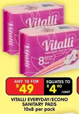 Shoprite VITALLI EVERYDAY/ECONO SANITARY PADS offer