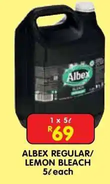 Shoprite ALBEX REGULAR/LEMON BLEACH 5ℓ each offer
