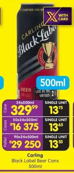 Carling Black Label Beer Cans 500ml