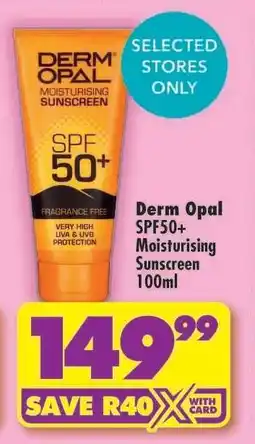 Shoprite Derm Opal SPF50+ Moisturising Sunscreen 100ml offer