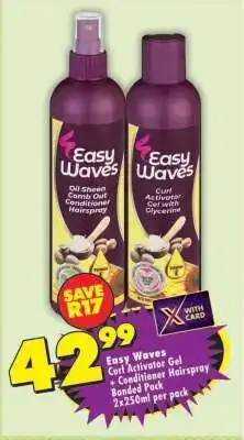 Shoprite Easy Waves Curl Activator Gel + Conditioner Hairspray Banded Pack offer