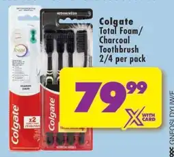 Shoprite Colgate Total Foam/Charcoal Toothbrush 2/4 per pack offer