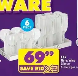 Shoprite LAV Flute/Wine Glasses 6-Piece per set offer