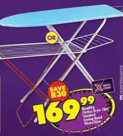 Shoprite Quality Clothes Dryer 18m / Standard Ironing Board 90cm x 30cm offer