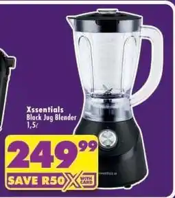 Shoprite Xssentials Black Jug Blender 1,5ℓ offer