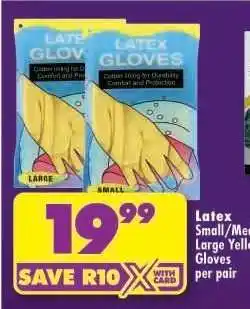 Shoprite Latex Small/Medium/Large Yellow Gloves per pair offer
