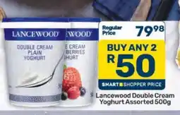 Pick n Pay Lancewood Double Cream Yoghurt Assorted 500g offer