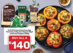Pick n Pay PnP All Purpose Potatoes 2kg, Tomatoes 1.5kg, Gem Squash 2kg V and Green Peppers 800g offer