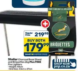 Pick n Pay Stellar Charcoal Braai Stand and Briquettes 2kg offer