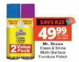 Checkers Mr. Sheen Clean & Shine Multi-Surface Furniture Polish offer