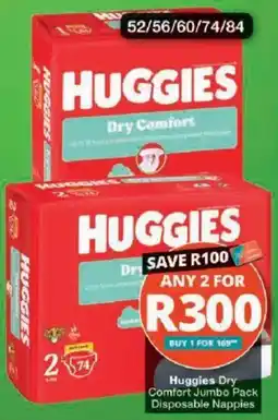 Checkers Huggies Dry Comfort Jumbo Pack Disposable Nappies offer