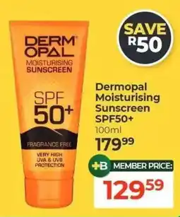 Dis-Chem Dermopal Moisturising Sunscreen SPF50+ offer