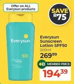 Dis-Chem EverySun Sunscreen Lotion SPF50 offer