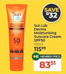 Dis-Chem Sun Lab Derma Moisturising Suncare Cream offer