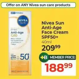 Dis-Chem Nivea Sun Anti-Age Face Cream SPF50+ offer