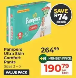 Dis-Chem Pampers Ultra Skin Comfort Pants offer