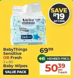 Dis-Chem BabyThings Sensitive Baby Wipes offer