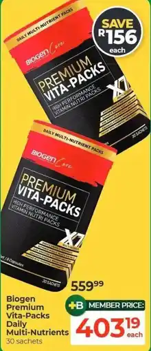 Dis-Chem Biogen Premium Vita-Packs Daily Multi-Nutrients offer