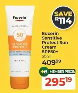 Dis-Chem Eucerin Sensitive Protect Sun Cream SPF50+ offer
