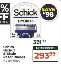 Dis-Chem Schick Hydro5 5-Blade Razor Blades offer