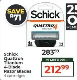Dis-Chem Schick Quattro4 Titanium 4-Blade Razor Blades offer