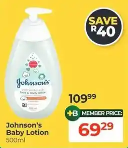 Dis-Chem Johnson's Baby Lotion offer