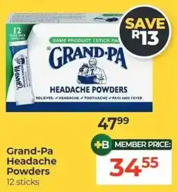 Dis-Chem Grand-Pa Headache Powders offer