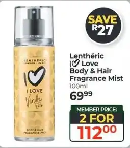 Dis-Chem Lenthéric I Love Vanilla Rush Body & Hair Fragrance Mist offer