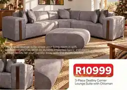 OK Furniture 3-piece destiny corner lounge suite with ottoman offer