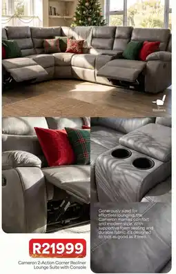 OK Furniture Comfort - cameron 2 action corner recliner lounge suite offer